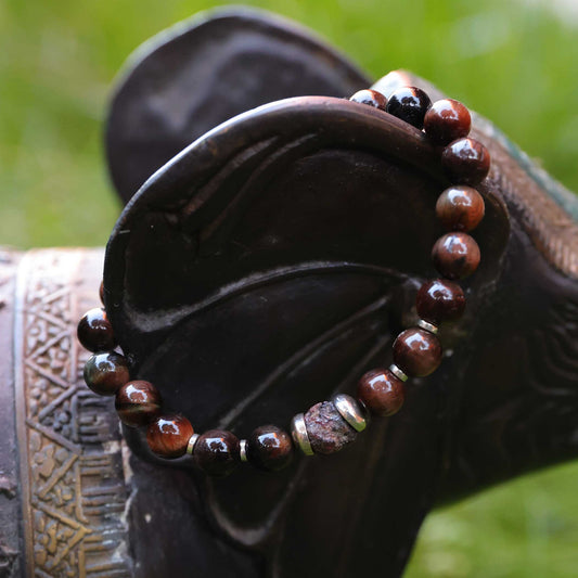 Tiger eye & raw garnet bracelet